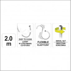 75655 FALA Furtun de dus, 2.0m, PVC, Argintiu..